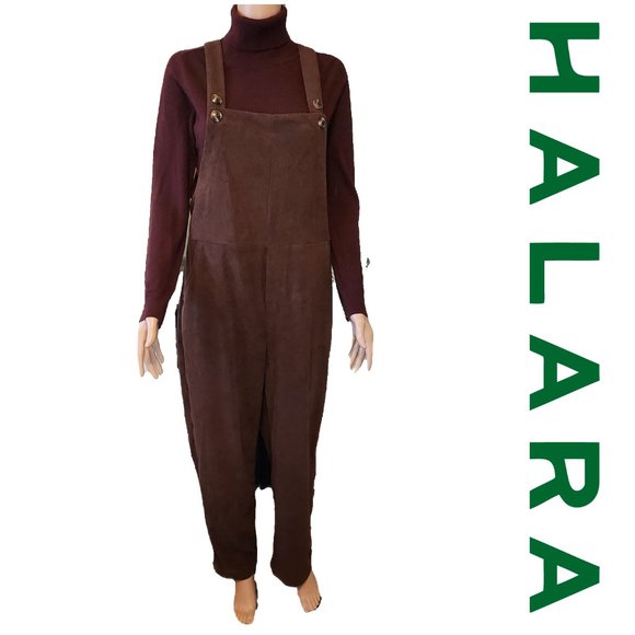 Halara Adjustable Strap Straight Leg Corduroy Casual Overalls NWT Brown Small - Picture 1 of 7